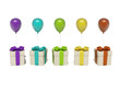 gift boxes with balloons