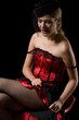 Attractive cabaret with net over her face showing her fishnet Attractive cabaret with net over her face showing her fishnet