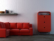 canapé et commode rouge