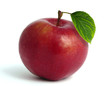 red apple,green leaf