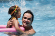 Father playing with his daughter in swimming pool