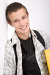 casual teenager preparing to school