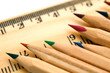 colorful pencils ad ruler on white background colorful pencils ad ruler on white background
