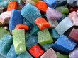 stones and glass prepared for mosaic creating