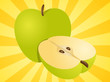Apple illustration whole and half cross-section