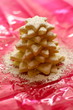 Star shaped biscuits stacked to form a Christmas tree