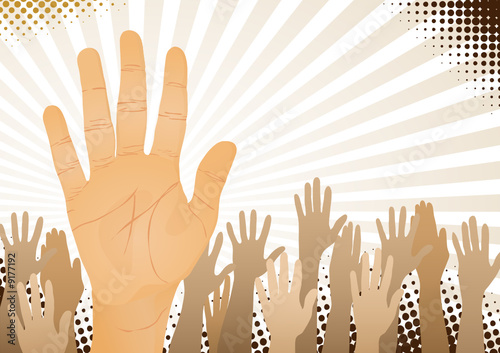 Vector: Unanimous vote (hands up). Vector illustration Unanimous vote (hands up). Vector illustration