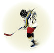Ink drawing  illustration of an ice hickey player..