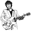 ink drawing vector illustration of a guitar player ink drawing vector illustration of a guitar player