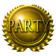 gold medal with party written on it