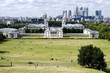 London skyline from Greenwich Park. Canary Wharf
