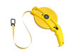 Handy yellow measuring tape isolated on a white background.