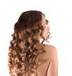 head of blond long-haired girl. Isolated on white