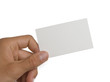 Photo: Blank business card in hand isolated on white Blank business card in hand isolated on white