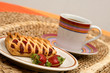 breakfast and coffee on the table