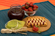 sweet pastry filled with strawberry jam