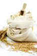Photo: Wheat ears, grains, crushed grains and bag of flour Wheat ears, grains, crushed grains and bag of flour