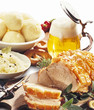 German roast pork with dumplings