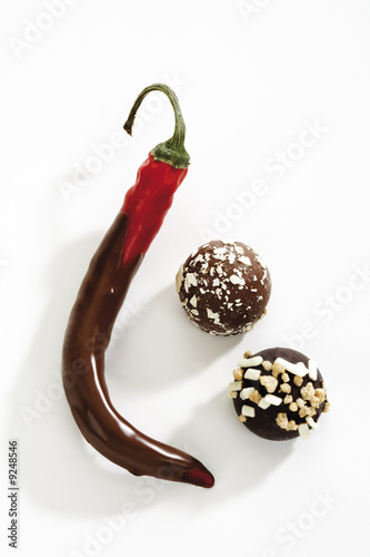 Chili confectionery, chocolate covered chili husk