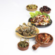 Mediterranean starters, olives, capers and sea food