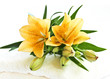 Stack of soft luxury towels with fresh flowers Stack of soft luxury towels with fresh flowers