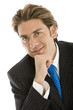 Friendly business man portrait - isolated over