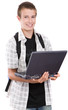 happy teenager preparing to school