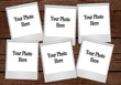 Multiple Polaroid Film Blanks Sitting on Wood Background