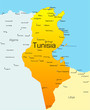 Abstract vector color map of Tunisia country