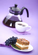 Delicious cream cake and coffee.