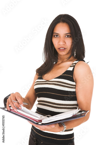 Photo: African businesswoman in black office outfit on a white African businesswoman in black office outfit on a white