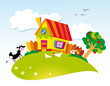 rural landscape with farm animals
