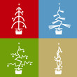 Set of four abstract vector christmas trees