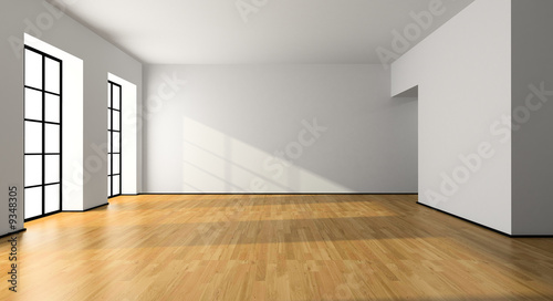 View on the empty room 3D rendering