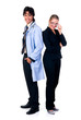 Medical team,  male  cardiologist and female assistant.