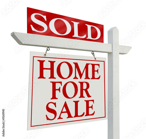 real estate sign. Sold Home For Sale Real Estate