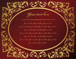 vintage style gold frame with red background, vector