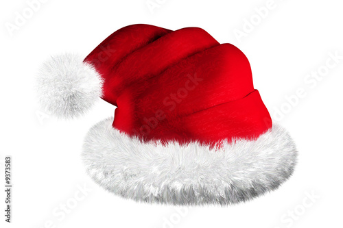 Bonnet du Père Noël sur fond blanc