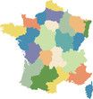 Map of France divided into regions