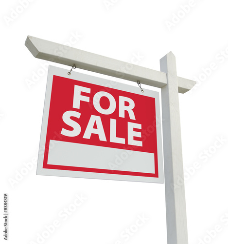 For Sale Real Estate Sign Isolated on a White Background.