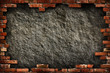 Concrete wall in brick frame isolated with clipping path