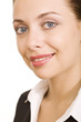 Close-up of beautiful young woman with blue eyes