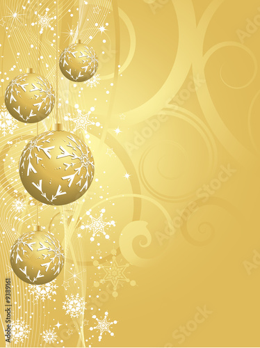 Illustration: Decorative gold Christmas background Decorative gold Christmas background