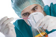 Scientist taking a probe in a labor scene with testtubes