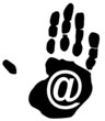 email symbol inside the print on a persons hand email symbol inside the print on a persons hand