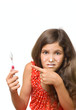 Beauty teen girl with toothbrush isolated on white