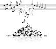 Music theme - broken links with notes on white background Music theme - broken links with notes on white background