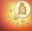 Investment, making big money. Symbols on red  background
