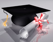Mortar board and diploma tied with a ribbon Mortar board and diploma tied with a ribbon