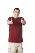 goofy young man giving thumbs up